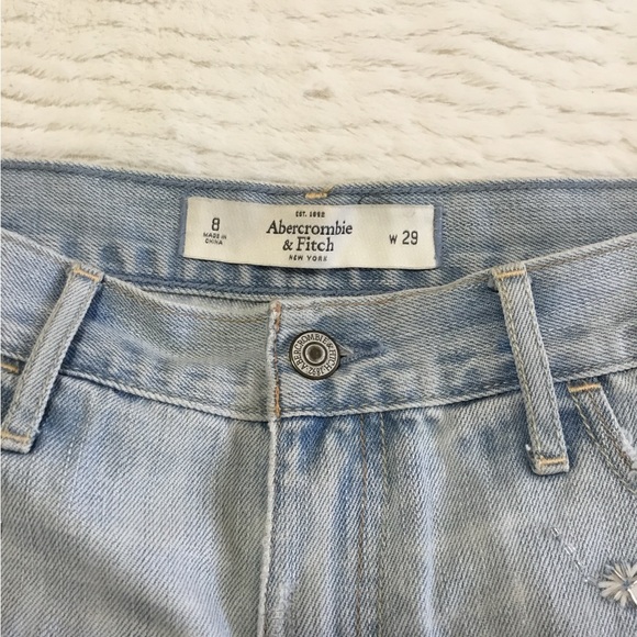 Abercrombie & Fitch embellished jean cut-off distressed ripped shorts size 8/29 - Picture 9 of 11